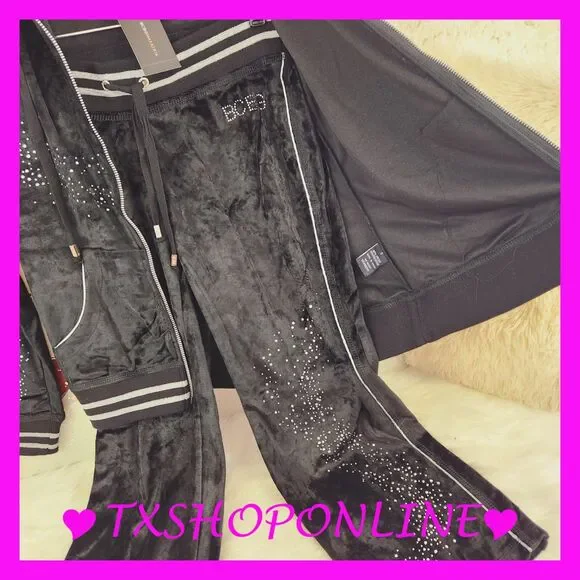 💗💗 {BCBGMaxazria} Bling Velour Tracksuit Set💗💗 NWT - Picture 4 of 9